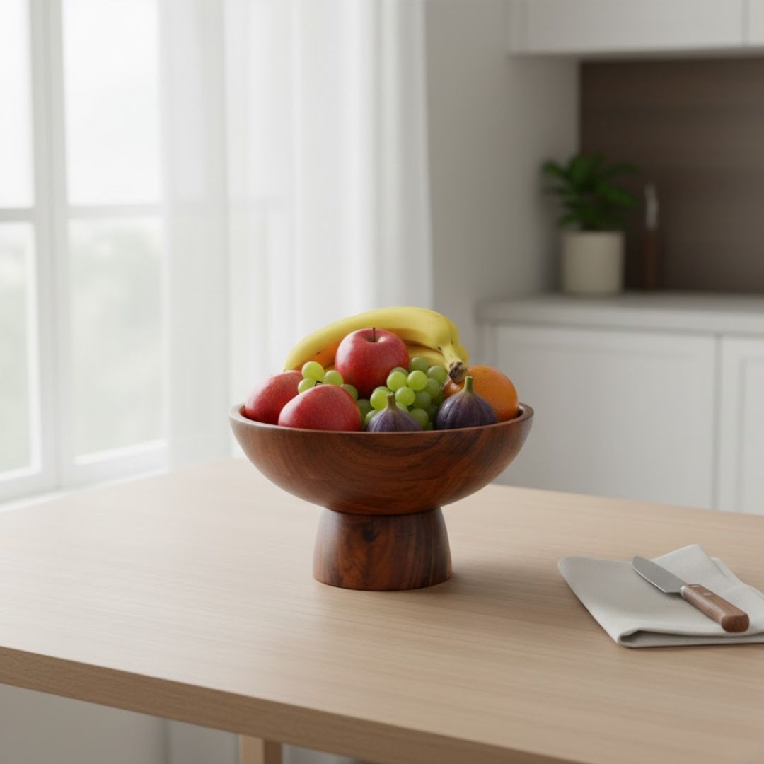 Acacia Wood Fruit Bowl for Elegant Dining